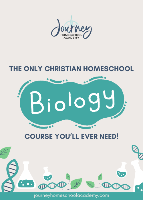 Christian homeschool biology course with student exploring God’s creation through hands-on science and video lessons.